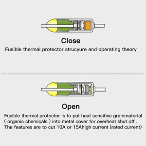 Fusible thermique TF <span class=keywords><strong>10A</strong></span> <span class=keywords><strong>250V</strong></span> fusible thermique de température 152C 152 degrés Celsius fusible limiteur de coupure thermique - Product Image 2