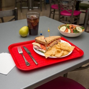 Heavybao Different Color Non-slip Rectangular Plastic Fast Food <strong>Snacks</strong> Serving <strong>Trays</strong> for Restaurant - Product Image 4