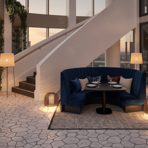 Vente en gros de meubles modernes pour café, hôtel, restaurant, salle à manger ronde en bois sièges d'angle, canapé, table et chaises pour café, projet d'ensemble - Product Image 2