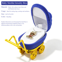 Boîte à bijoux poussette pour bébé, style européen, pour boucles d'oreilles et colliers, jolie boîte à bagues floquée