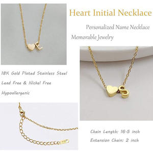 Hip-hop Texture Heart Letter Necklace Stainless Steel Plated 18k Gold Mini 26 Letter <b>Initial</b> Necklace for Women - Product Image 3