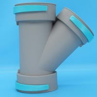 Raccord en T oblique pour tuyau PE 75-75-75, connecteur à 3 voies pour conduit de ventilation, raccord de tuyauterie CVC pour système de ventilation