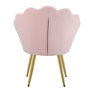 Có hình dạng hoa và chân kim loại vàng sang trọng Ghế ăn nhung màu hồng - Product Image 3