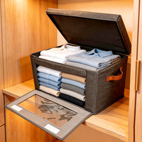 Boîte de rangement pliable en tissu Oxford à 3 couches grande capacité avec fenêtre transparente latérale, organisateur de vêtements lavable