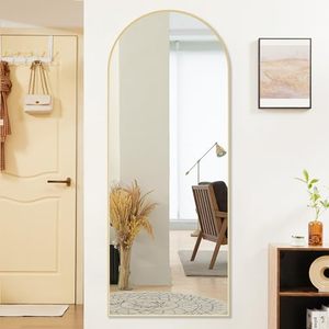 Arched Full Length <strong>Mirror</strong>, Standing or Leaning Full Body <strong>Mirror</strong> with wooden <strong>Thin</strong> Frame, Suitable for Bedroom or Cloakroom - Product Image 2