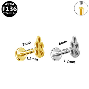 Titanium Plated Wheat Ear Lip <b>Stud</b> <b>Cartilage</b> Piercing Jewelry For Ear Bone Nose With Crystal Prong Setting Unisex Fashion - Product Image 5