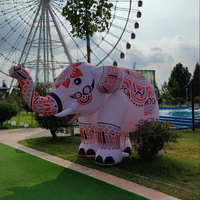 Éléphant géant gonflable coloré avec lumière pour la décoration extérieure