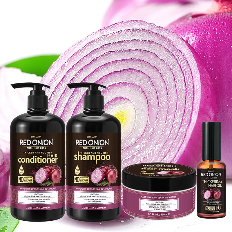 Private Label Oily Natural Keratin Organic Hair Care Products Anti Loss Hair Growth Clear Onion Shampoo And Conditioner Set