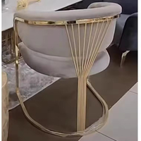 Fauteuil de salle à manger nordique de luxe en velours et acier inoxydable doré, chaise de salon pour intérieur