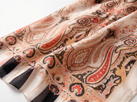 Écharpe longue vintage 100 % soie en gros, impression personnalisée pour femme, motifs floraux de luxe, toutes saisons, fabriquée en Chine, pour adulte
