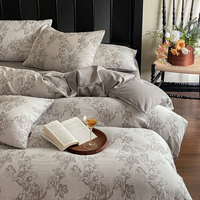 Parure de lit de luxe 200 fils en coton teint 100% avec housse de couette et draps, motif texturé tissé
