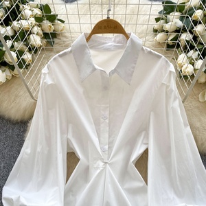 Vestido Camisero Estilo Minimalista para <span class=keywords><strong>Mujer</strong></span>, Diseño Holgado con Mangas Farol, Chic y Elegante para Primavera - Product Image 2