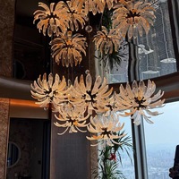 Lustre de luxe design nordique en laiton et verre de Murano, éclairage tricolore, économie d'énergie, faisceau 360°, finition chromée, garantie 2 ans