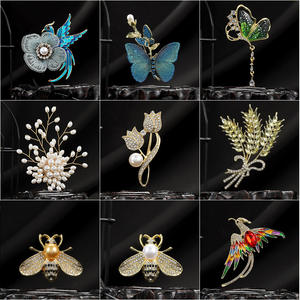 Broche de mode européenne <span class=keywords><strong>et</strong></span> américaine, incrustée de diamants <span class=keywords><strong>et</strong></span> de perles, motif blé, plume <span class=keywords><strong>et</strong></span> papillon, pour veste de costume homme, modèle quatre - Product Image 3