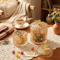 Bocaux de rangement en verre cristal modernes et simples, décorations pour la maison et la chambre avec couvercles, coupelles à fruits, boîtes à bijoux, bonbons nostalgiques