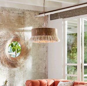 <span class=keywords><strong>Lampadario</strong></span> a Sospensione Ecologico Artigianale in Macramè con Nappine Intrecciate in Corda e Rattan LED - Product Image 6