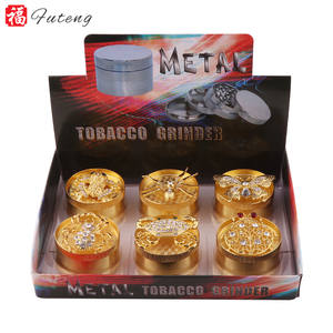 Futeng ขายส่งโลหะผสมสังกะสี3ชิ้นส่วนเครื่องบดยาสูบ <span class=keywords><strong>Smoke</strong></span> <span class=keywords><strong>Buddy</strong></span> Gold สีเครื่องบดสมุนไพร - Product Image 3
