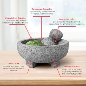 Mortero y Maja de Granito Natural Mexicano para Guacamole, Herramientas para Hierbas y Especias, Gran Venta - Product Image 6