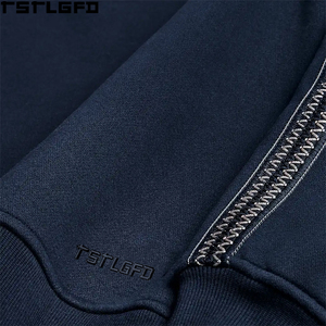 Cut And Sew Crewneck <b>Sweatshirt</b> Men <b>Navy</b> Zigzag Contrast Stripe Wholesale - Product Image 4