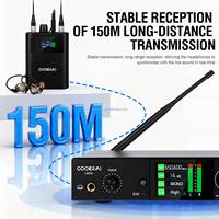 Système de monitoring intra-auriculaire sans fil stéréo GOOERAI LM600 UHF True Diversity, 8 récepteurs bodypack, écran TFT pour studio d'équipe