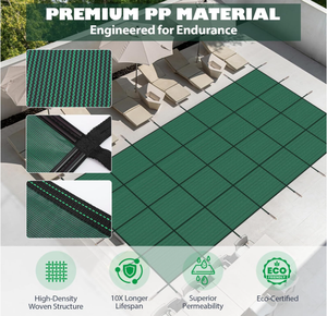 Cubierta de Seguridad para Piscinas Enterradas, Rectangular, de Malla Sólida, con Triple Costura para Mayor Resistencia y Protección UV - Product Image 3