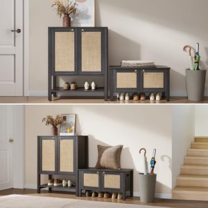 Armoire à chaussures SENYU moderne en MDF noir avec 2 tiroirs, portable, étanche, écologique, meuble de chambre pour appartement - Product Image 5