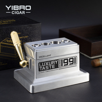 YIBAO YB-C006 Encendedor de Cigarros de Mesa de Lujo con Logotipo Personalizado, Multifuncional, 4 Cuchillas de Acero Inoxidable, Calibre 60, Rojo/Negro