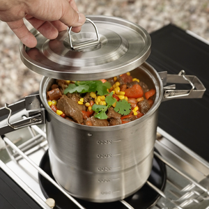 Ensemble complet <span class=keywords><strong>d</strong></span>'ustensiles de cuisine de <span class=keywords><strong>camping</strong></span> en acier inoxydable 304 - Pots suspendus et de cuisson portables de 3 <span class=keywords><strong>L</strong></span> pour pique-nique et voyage - Product Image 2