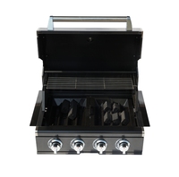 Barbecue extérieur moderne à double combustible gaz-charbon de 24,5 pouces, 4 brûleurs, 40 000 BTU, haute puissance calorifique, acier inoxydable, grande surface de cuisson