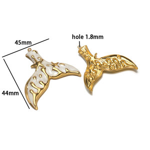 Breloques personnalisées étanches en vrac, plaquées or 14k 18k, en acier inoxydable 316L, breloques émail queue de baleine et de poisson pour la fabrication de bijoux - Product Image 6
