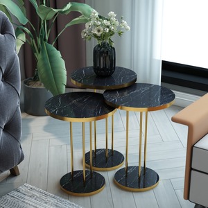 Mesa de Centro Redonda de 3 Patas, Mesa de Centro Moderna para Sala de Estar, para Café y Té - Product Image 6