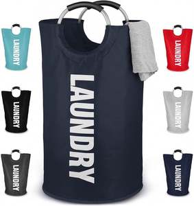 Panier à linge pliable portable en tissu Oxford durable, sac pliable élégant pour le rangement des vêtements sales - Product Image 2