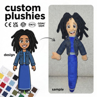 Bambola di peluche personalizzata con giacca in denim morbido e dreadlocks, merchandise per festival musicali, Hype Bady Spery, per macchina artiglio personalizzata