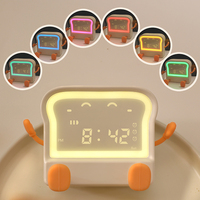 Jam elektronik desktop pintar, lampu malam anak warna-warni, lampu latihan tidur, memanggang, menyenangkan, timer, lucu