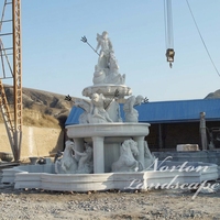 Fontaines d'eau en marbre blanc de luxe en gros, grandes statues de jardin et d'hôtel, sculptures d'animaux en pierre de sable