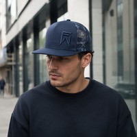 Casquette de camionneur tactique personnalisée en camouflage noir avec logo brodé en 3D, casquette en maille à fermeture snapback, casquette de baseball camouflage pour hommes, OEM