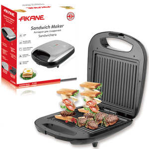 AKANE <span class=keywords><strong>Sandwichera</strong></span> 1400W de potencia de calefacción de doble cara revestimiento antiadherente parrilla compacta para desayuno y aperitivos - Product Image 1