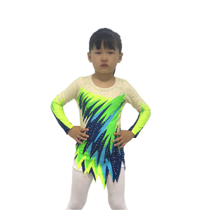 <span class=keywords><strong>Traje</strong></span> de manga larga con estampado de plumas coloridas leotardo de <span class=keywords><strong>Gimnasia</strong></span> <span class=keywords><strong>Rítmica</strong></span> personalizado para niños - Product Image 3