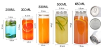 Boîtes de boisson en PET personnalisables, plastique transparent, capacité de 50 g, 330 ml, 500 ml, 650 ml, bouchon en aluminium de qualité alimentaire, soda, bière, thé, boisson