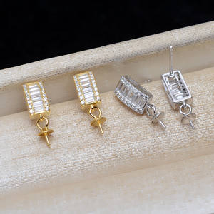 Boucles d'oreilles carrées en argent S925 pour femme JG5364, boucles d'oreilles baroques en diamant, perles DIY, accessoires, composants de bijoux - Product Image 1