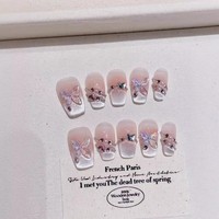 Faux ongles papillon fée œil de chat faits à la main, luxueux et élégants, patchs d'ongles en gros, faux ongles faits à la main