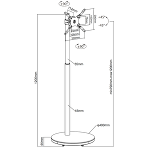 Supporto <span class=keywords><strong>a</strong></span> pavimento singolo per la rotazione <span class=keywords><strong>in</strong></span> altezza del Monitor regolabile più dimensioni VESA adatto attacco <span class=keywords><strong>TV</strong></span> <span class=keywords><strong>Base</strong></span> circolare con vassoio di stoccaggio - Product Image 2