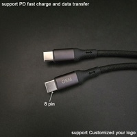 Personalizable a granel más barato Simple Durable tela trenzada PD carga USB tipo C a 8 pines Cables