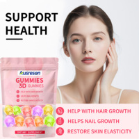 Ausreson OEM Gummies 3D au Collagène et Biotine, Vitamine C, Complément Éclaircissant pour la Peau, Saveur Fruitée, Protéine Naturelle, Bonbons Gélifiés 3D pour la Peau