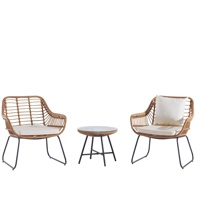 Vente en gros usine : Ensemble de salon de jardin 5 places en rotin et corde, avec chaises à dossier canné de style français, pour extérieur