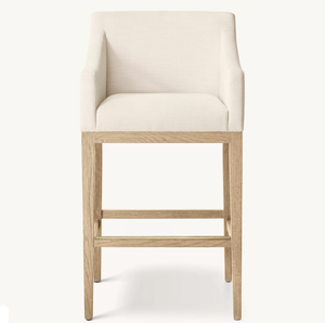 Taburete de Barra Contemporáneo RH OEM Morgan de Madera Maciza con Brazos Diagonales, Tapizado en Tela Ecológica, Diseño Duradero para Bares Domésticos y Comedores - Product Image 4