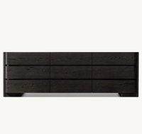 Ensemble de meubles de chambre à coucher de style américain en chêne naturel vieilli, commodes en bois à 9 tiroirs