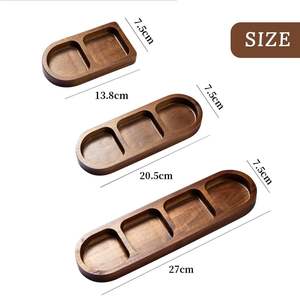 Plateau à sauce en bois 3 compartiments avec séparateurs, <span class=keywords><strong>petit</strong></span> plat pour la maison, la cuisine, le barbecue, le pique-nique - Product Image 2