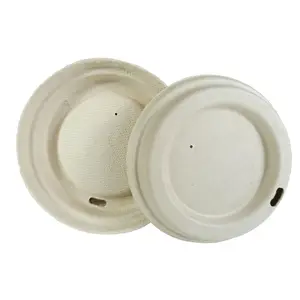 Zum Mitnehmen kompostierbar biologisch abbaubar Bagasse-Pulpe heißer Kaffee-Tasse Deckel 80 mm Zuckerrohr-Tasse Deckel