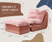 Canapé rose compresse surdimensionné désossé luxe simple moderne Chaise longue nuage canapé chaise salon avec pouf pour chambre
